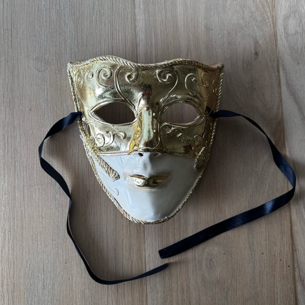 Gold and White Masquerade Mask